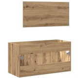 Badkamerkast met Spiegel - Bewerkt Hout Artisanaal Eikenkleurig - 43% Korting
