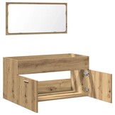 Badkamerkast met Spiegel - Bewerkt Hout Artisanaal Eikenkleurig - 43% Korting