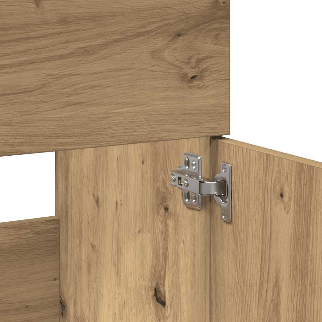 Badkamerkast met Spiegel - Bewerkt Hout Artisanaal Eikenkleurig - 43% Korting