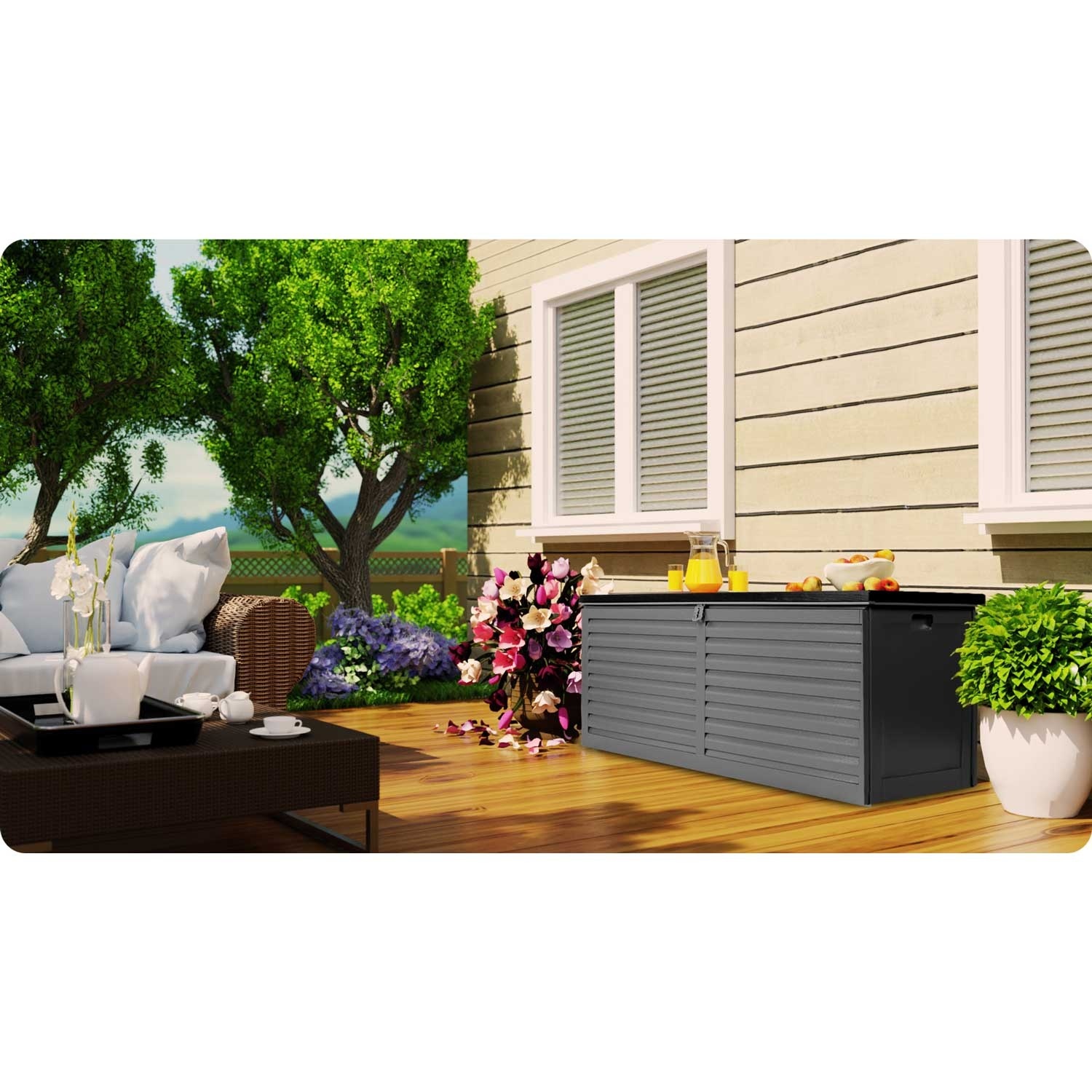 Tuinkist Zwart Kunststof 390L | 39% Korting
