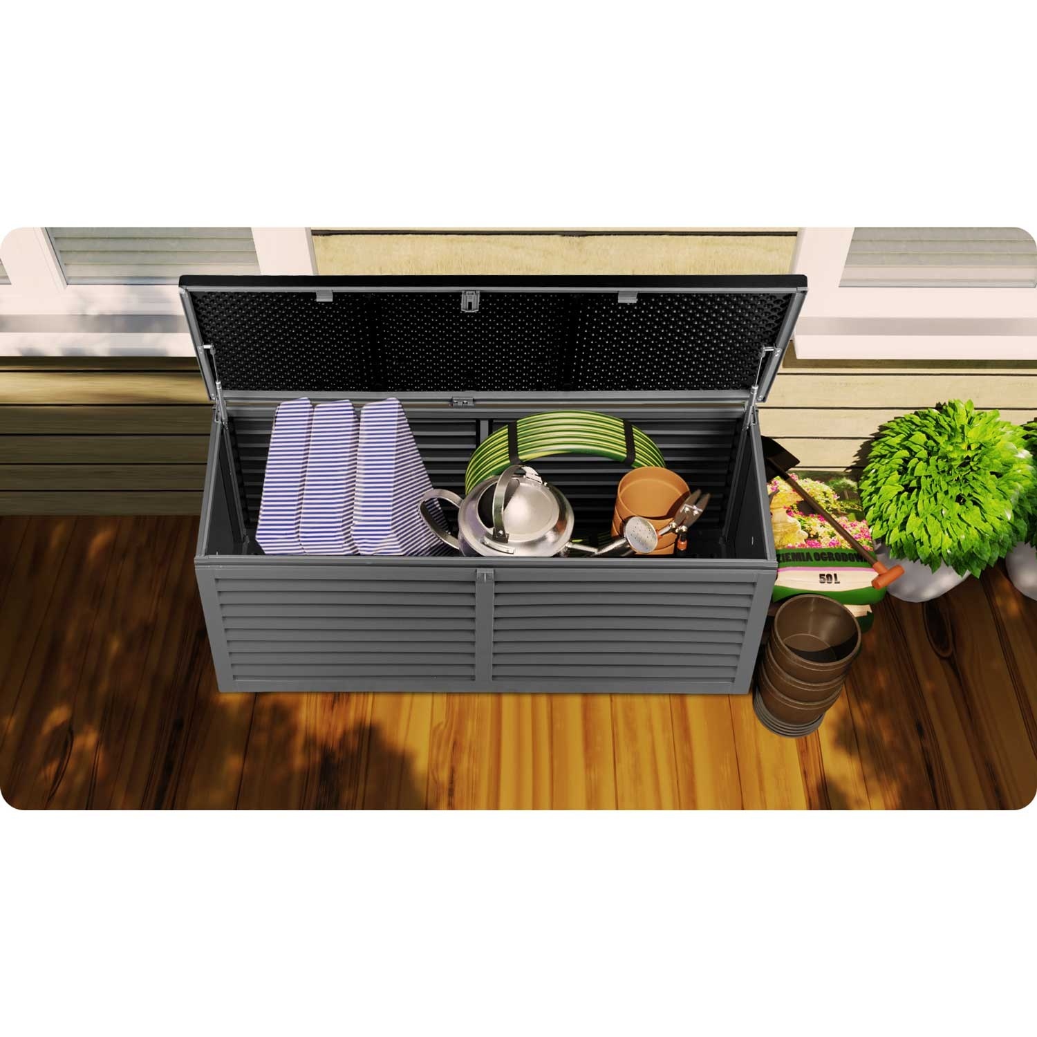 Tuinkist Zwart Kunststof 390L | 39% Korting