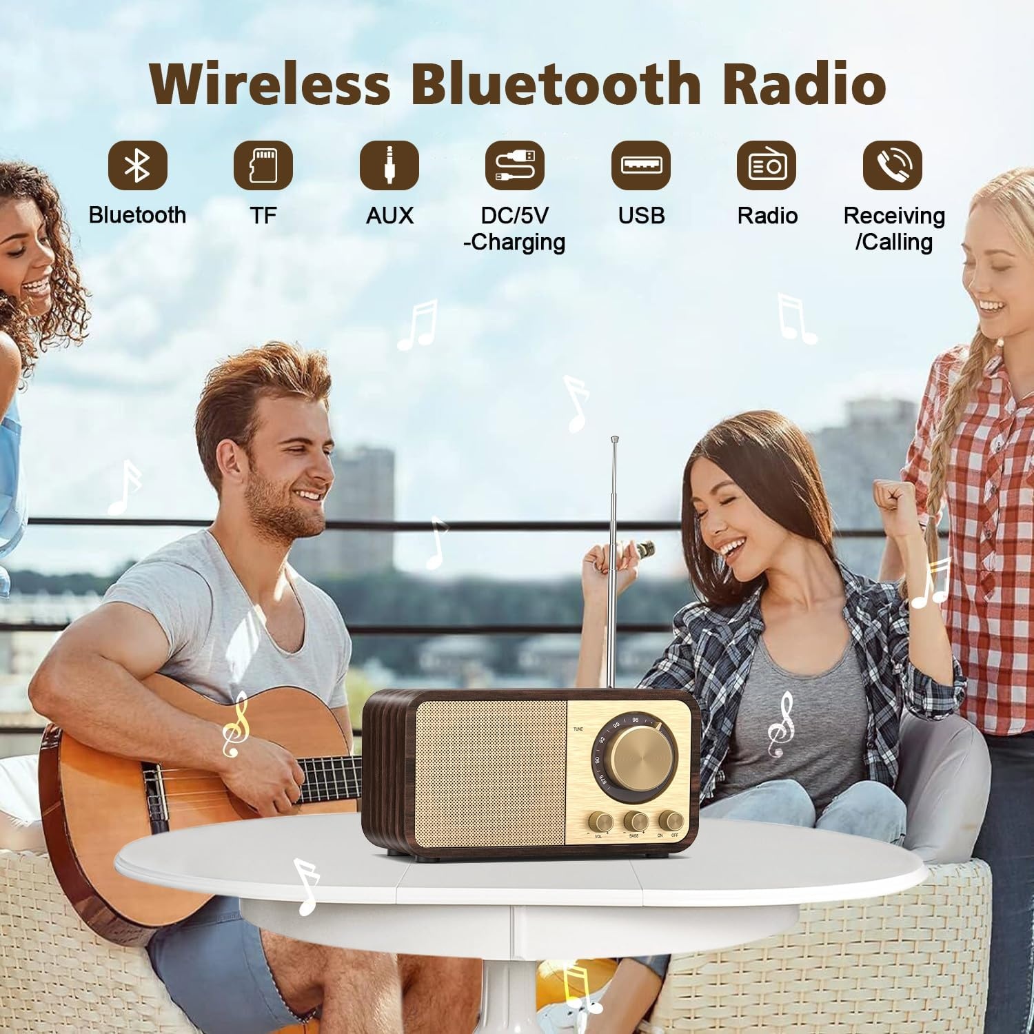 Retro Bluetooth Radio Houtkleurig - 33% Korting!