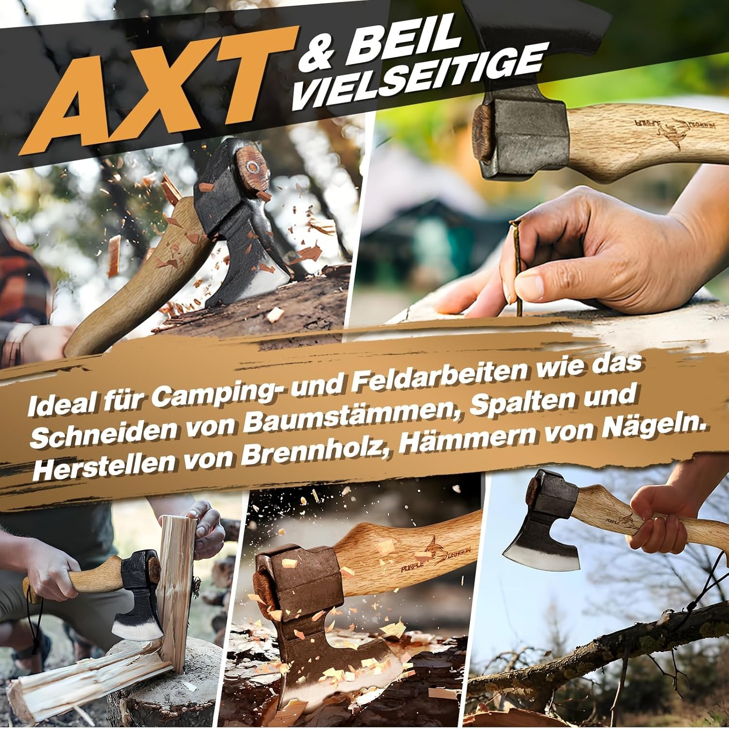 Klapbijl Outdoor 40cm - Handgesmeed Staal & Beukenhout - 29% Korting