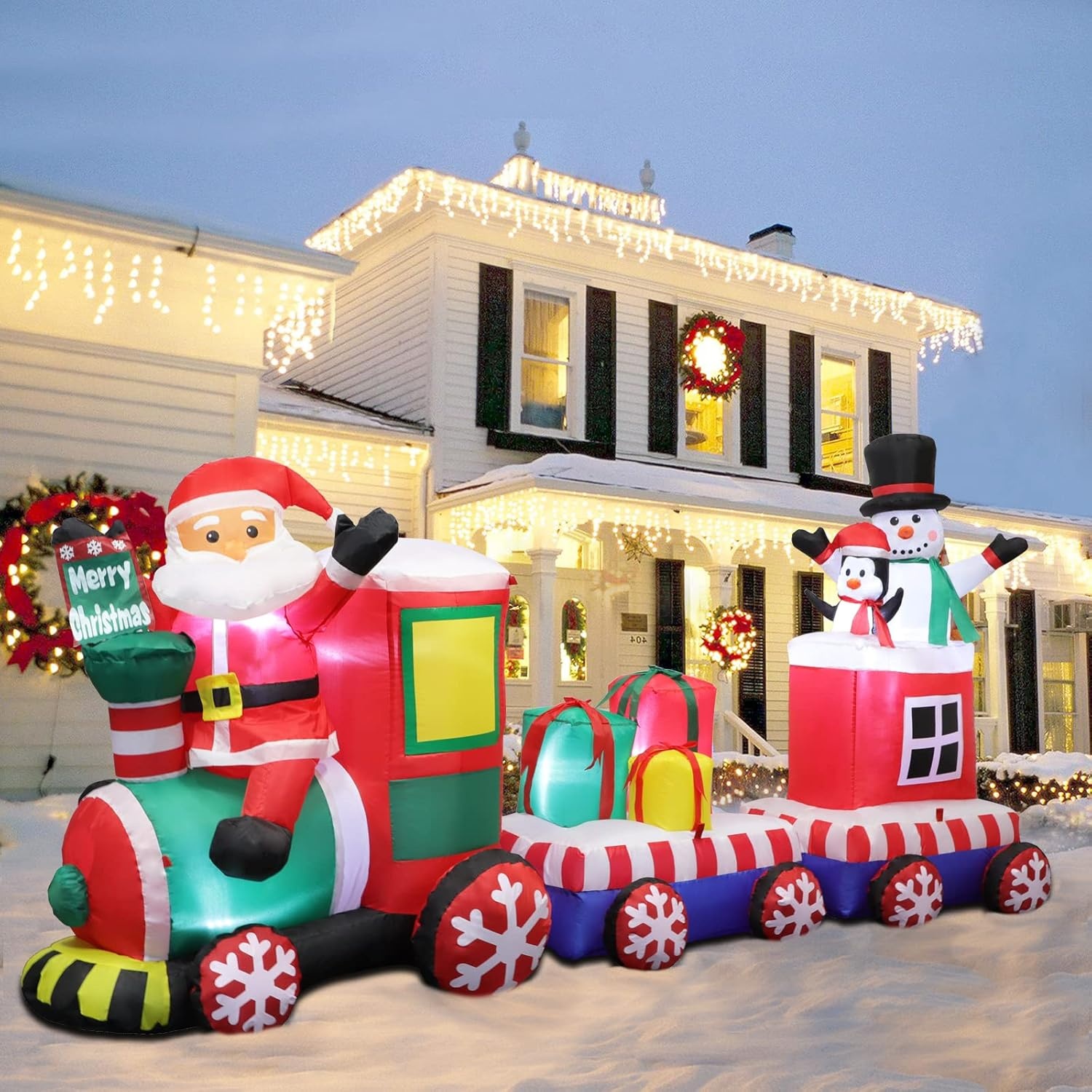 Opblaasbare Kersttrein met Santa (180 cm) - 54% Korting