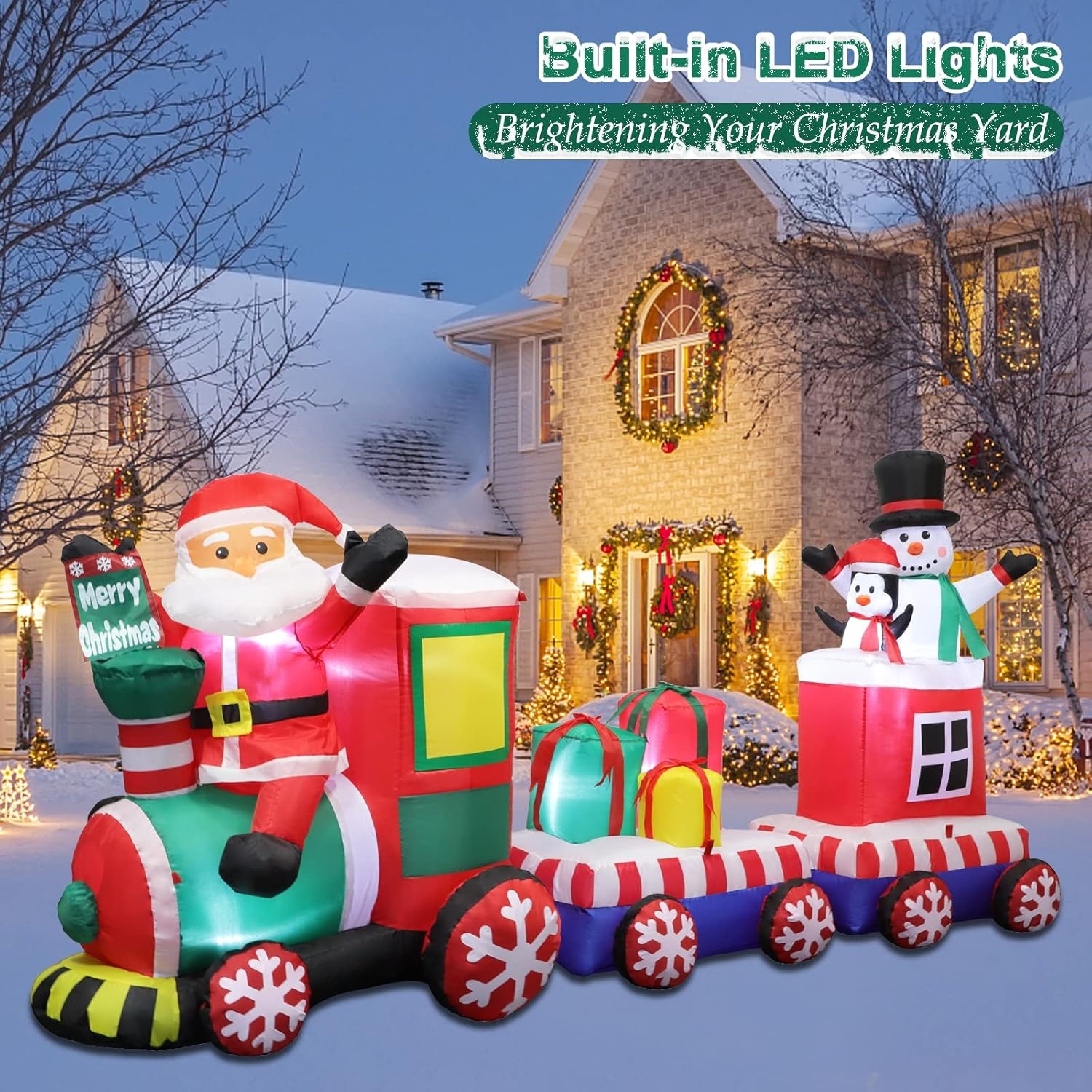 Opblaasbare Kersttrein met Santa (180 cm) - 54% Korting