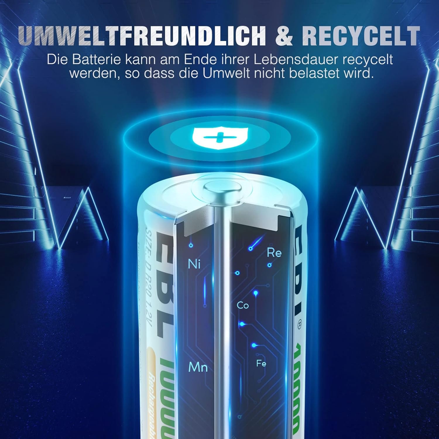 EBL Oplaadbare D Batterijen 10000mAh - 6 Stuks - 28% Korting!