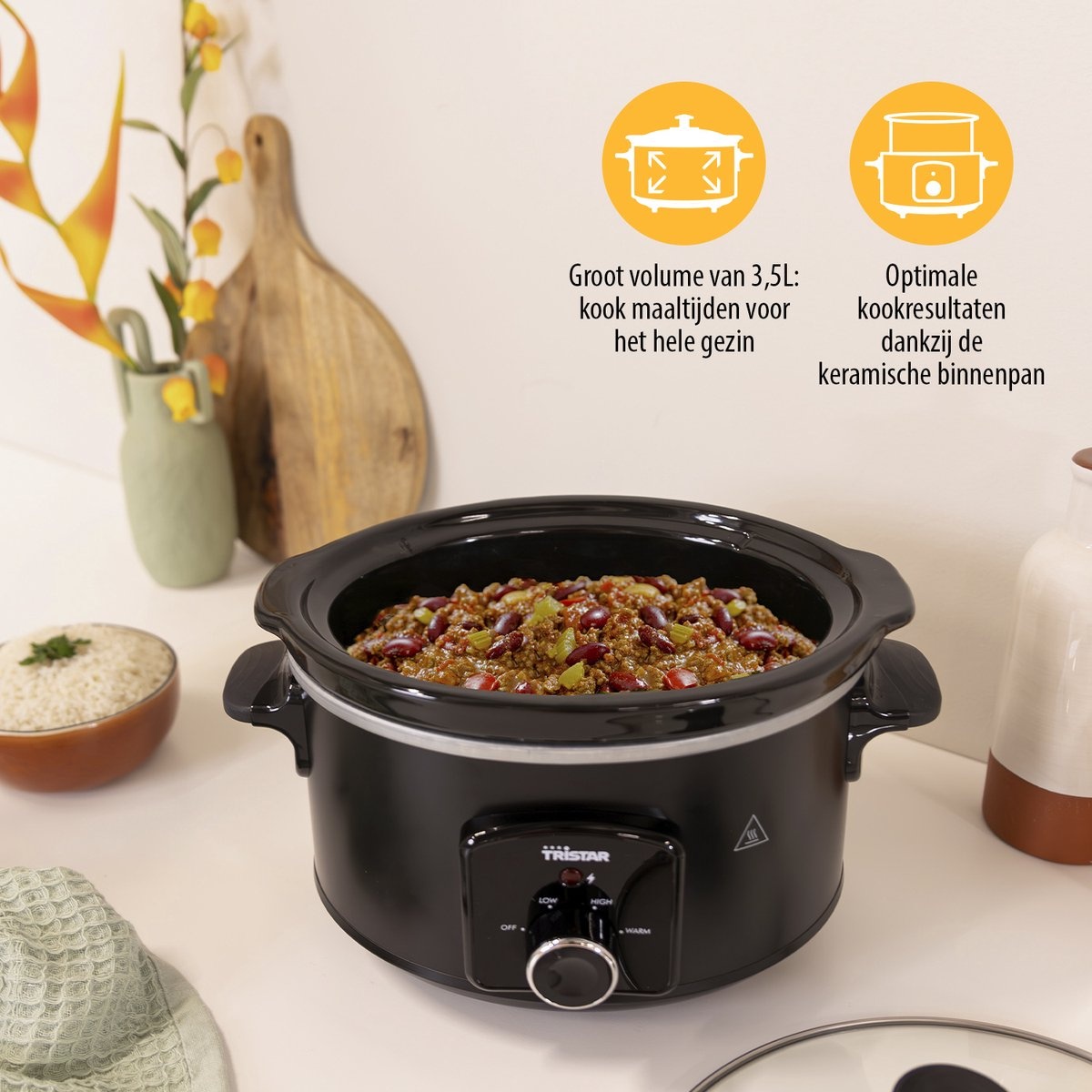 Tristar Slowcooker 180W - VS-3915 - 3.5L - Keramische binnenpan - Zwart