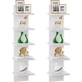 IBUYKE 5-laags muurrek, witte verticale plank, organizer hoge toren design decoratief muurmontage schap voor thuis, slaapkamer, kantoordecor WBC009W-2