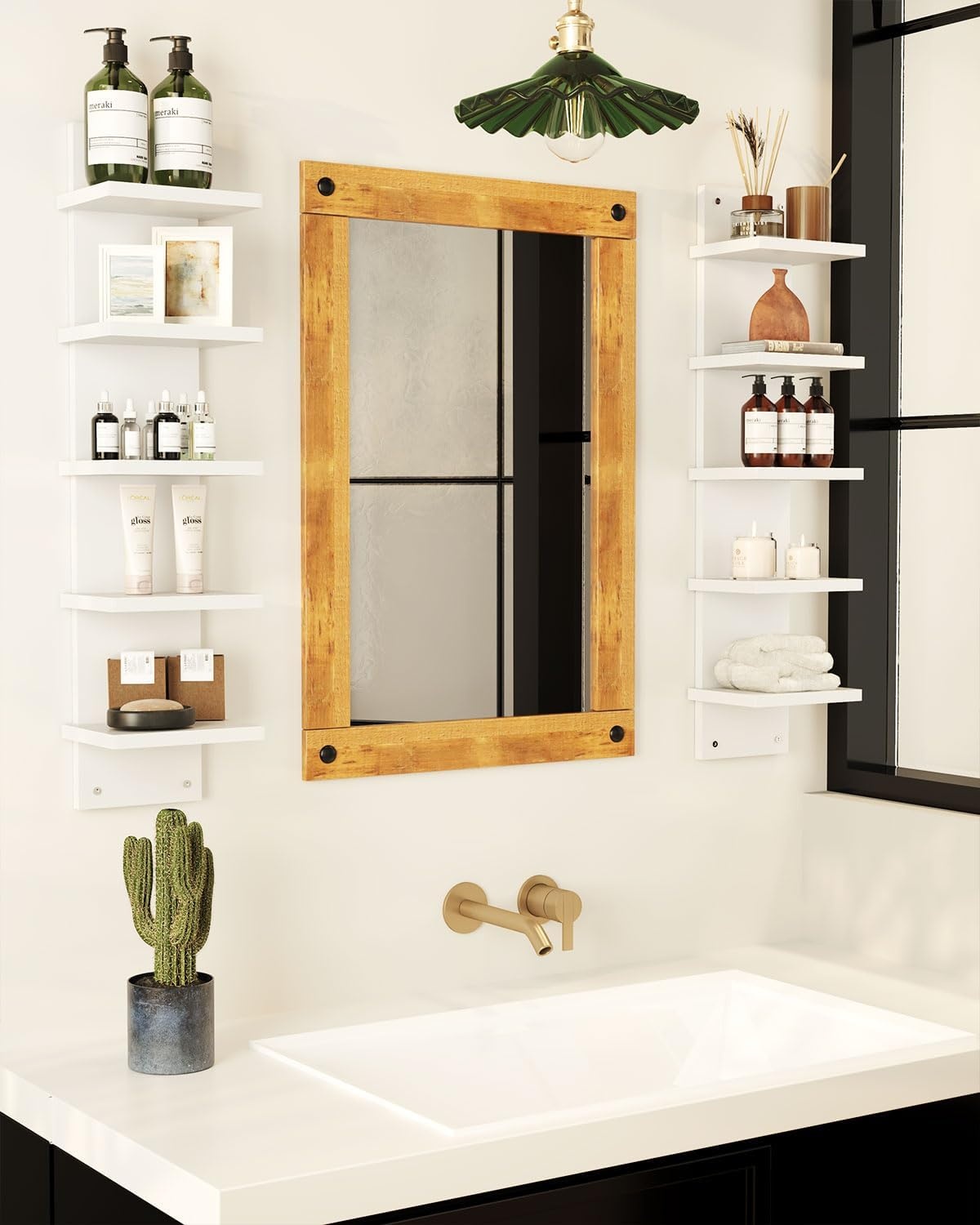 IBUYKE 5-laags muurrek, witte verticale plank, organizer hoge toren design decoratief muurmontage schap voor thuis, slaapkamer, kantoordecor WBC009W-2