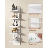 IBUYKE 5-laags muurrek, witte verticale plank, organizer hoge toren design decoratief muurmontage schap voor thuis, slaapkamer, kantoordecor WBC009W-2