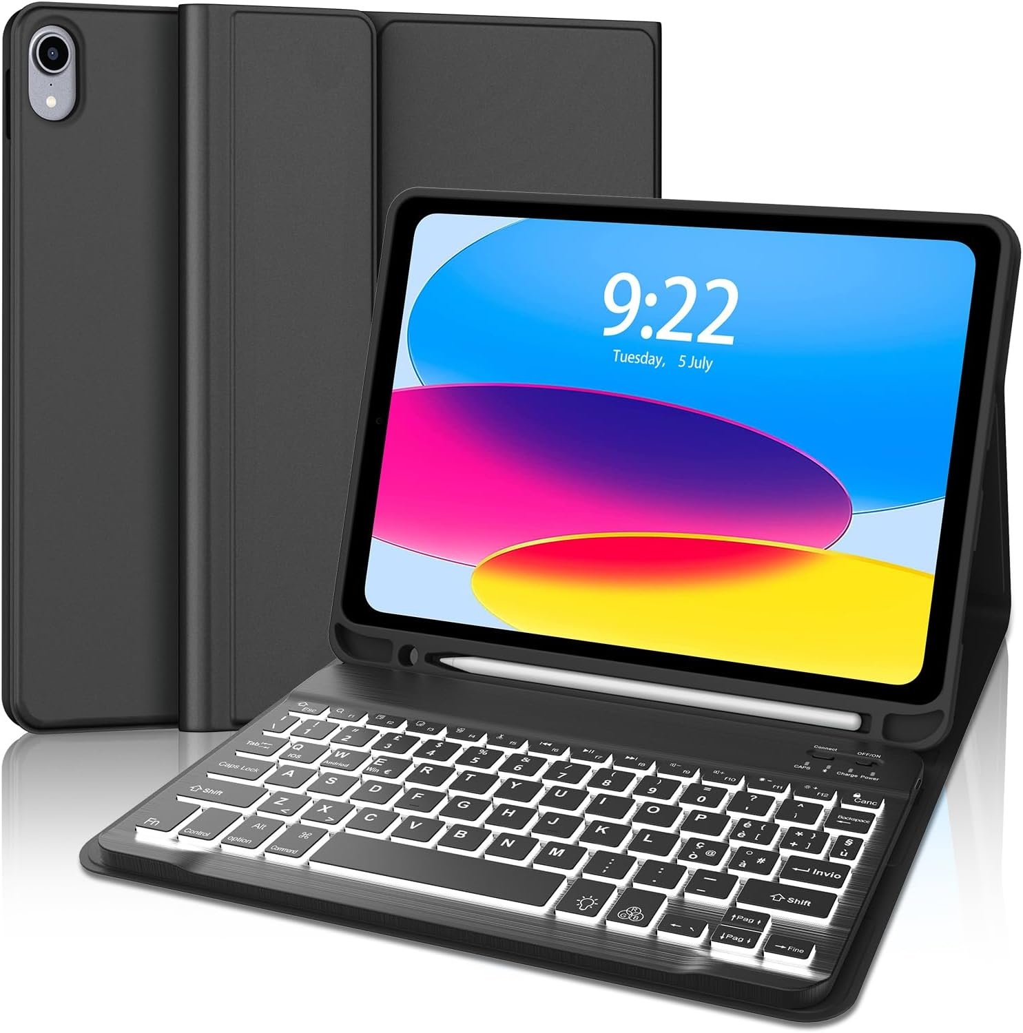 iPad 10e Gen Hoes met Italiaans QWERTY Toetsenbord & Stylus Houder - 73% Korting