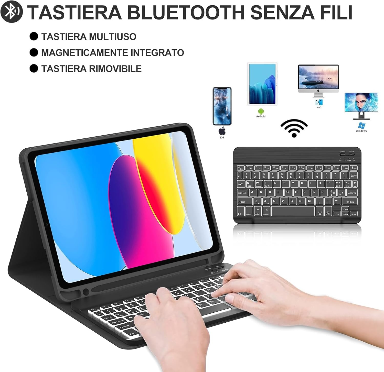 iPad 10e Gen Hoes met Italiaans QWERTY Toetsenbord & Stylus Houder - 73% Korting