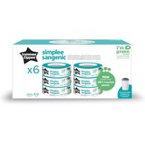 Tommee Tippee Simplee Sangenic navullingen voor luierbakken, duurzaam geproduceerde antibacteriële GREENFILM, verpakking van 6 - Maat Pack of 6