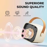 Ankuka Mini Karaoke Machine voor Kinderen en Volwassenen, Beige, met Microfoon en Stemvervormer