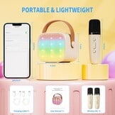 Ankuka Mini Karaoke Machine voor Kinderen en Volwassenen, Beige, met Microfoon en Stemvervormer