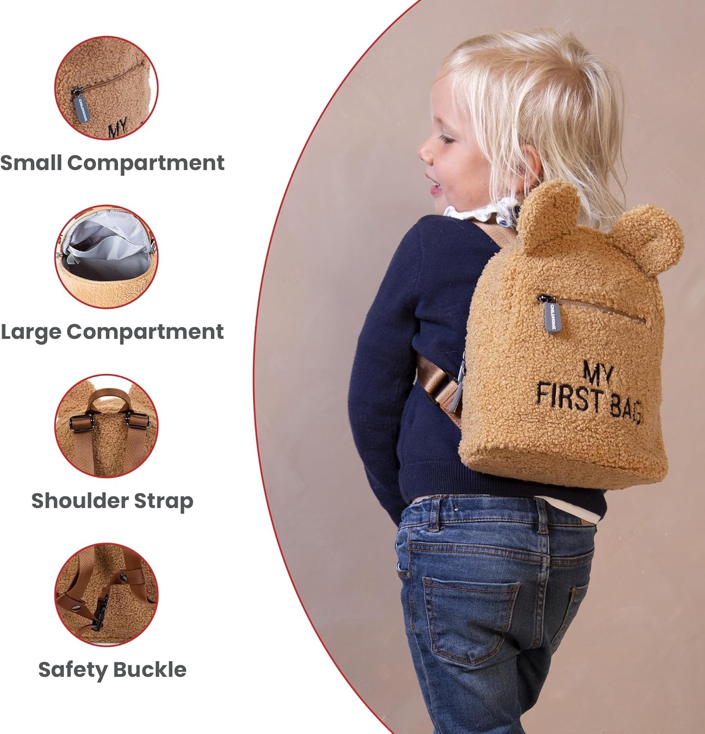 Kinderrugzak Teddy Beige | Ideaal voor school & crèche | 75% Korting