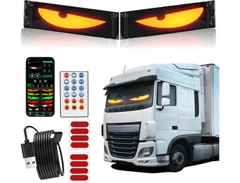 Duivelsaugenlicht, 2 stuks, duivelsogen, led-programmeerbare ooglichtborden, dynamisch flexibel led-display, auto met app-besturing en afstandsbediening, voor auto, vrachtwagen, 10 x 35 cm