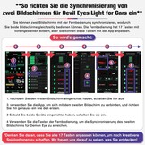 Duivelsaugenlicht, 2 stuks, duivelsogen, led-programmeerbare ooglichtborden, dynamisch flexibel led-display, auto met app-besturing en afstandsbediening, voor auto, vrachtwagen, 10 x 35 cm