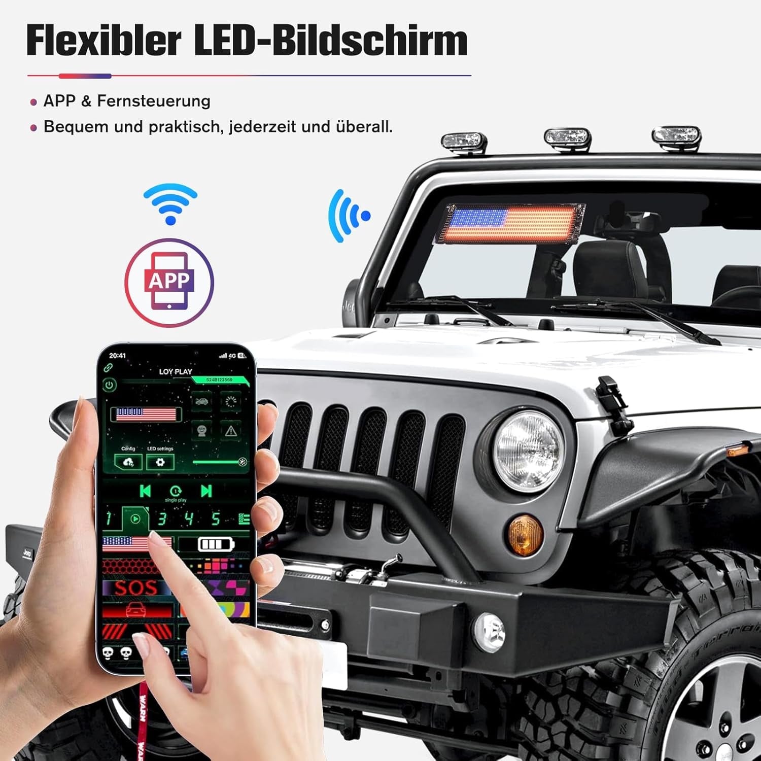 Duivelsaugenlicht, 2 stuks, duivelsogen, led-programmeerbare ooglichtborden, dynamisch flexibel led-display, auto met app-besturing en afstandsbediening, voor auto, vrachtwagen, 10 x 35 cm