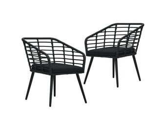 vidaXL Tuinstoelen 2 st met kussens poly rattan zwart
