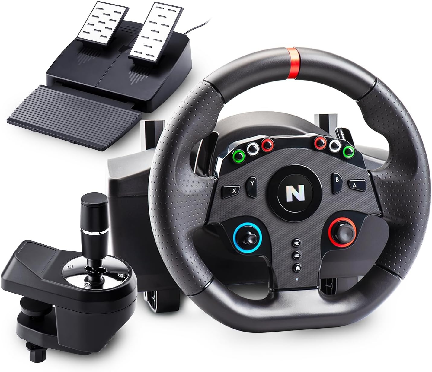NiTHO Drive Pro One Stuurwiel met Pedalen en Aparte Shifter, 270 Graden Gamingstuur voor PC, PS4, Xbox One, Xbox Series X/S en Switch, Zero Dead Zone Racing Wheel