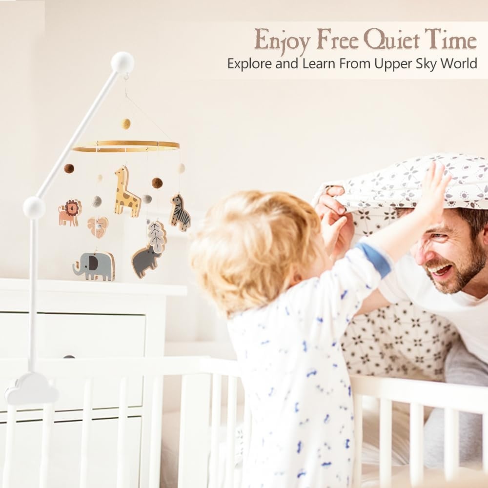 Promise Babe Baby Mobiel Houder Hout Witte Wolken Ontwerp Voor Babybedje Kinderkamer Luiertafel box DIY Baby Mobiel Houder Frame Stang Voor Opknoping Muziekdoos Windgong Bed Bel