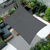 COOL AREA Zonnezeil Zonnescherm Rechthoekig 4x5m Waterdicht PES Wind- en UV-bescherming, Geschikt voor patio, tuin, terras, buiten, Kleur Grijs