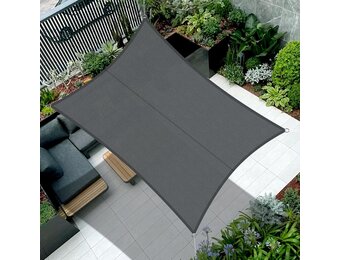 COOL AREA Zonnezeil Zonnescherm Rechthoekig 4x5m Waterdicht PES Wind- en UV-bescherming, Geschikt voor patio, tuin, terras, buiten, Kleur Grijs