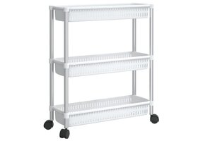 Opbergtrolley 3 laags - Aluminium & Wit - 38% Korting!