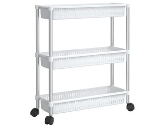 vidaXL Opbergtrolley 3 laags aluminium zilverkleurig en wit