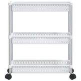 vidaXL Opbergtrolley 3 laags aluminium zilverkleurig en wit