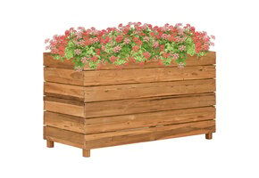 Verhoogde Plantenbak 100cm Gerecycled Teakhout & Staal - 41% Korting