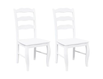 vidaXL Eetkamerstoelen 2 stuks Wit Massief Hout Rubber