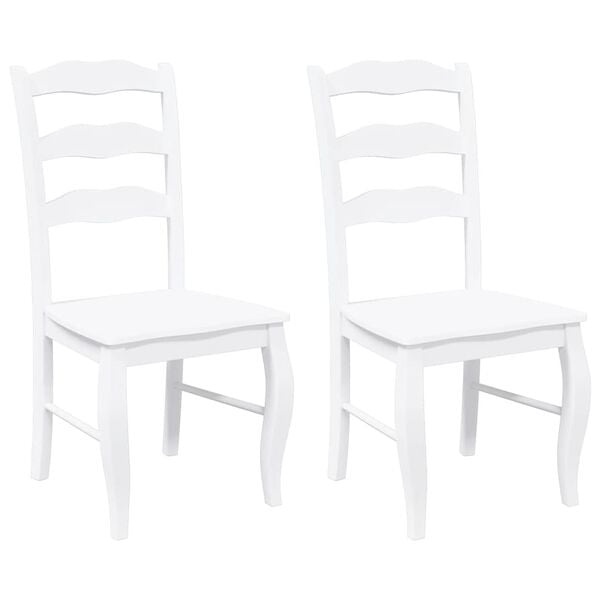 vidaXL Eetkamerstoelen 2 stuks Wit Massief Hout Rubber