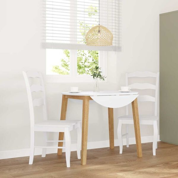 vidaXL Eetkamerstoelen 2 stuks Wit Massief Hout Rubber