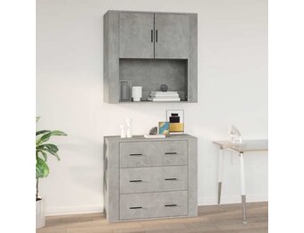 vidaXL Wandkast 80x33x80 cm bewerkt hout betongrijs