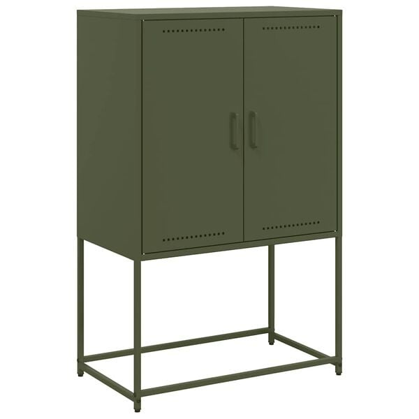 vidaXL Hoge kast 68,5x38,5x107 cm staal olijfgroen