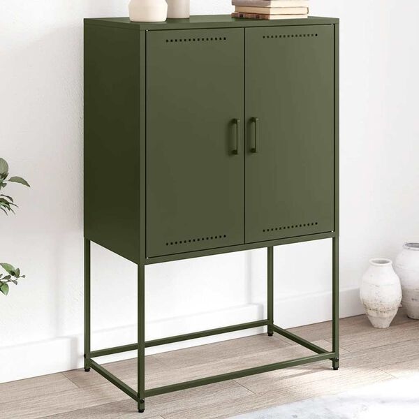 vidaXL Hoge kast 68,5x38,5x107 cm staal olijfgroen