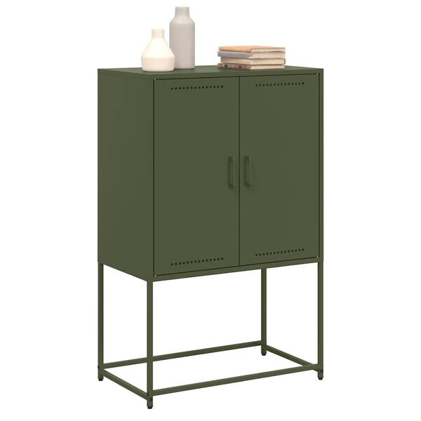 vidaXL Hoge kast 68,5x38,5x107 cm staal olijfgroen