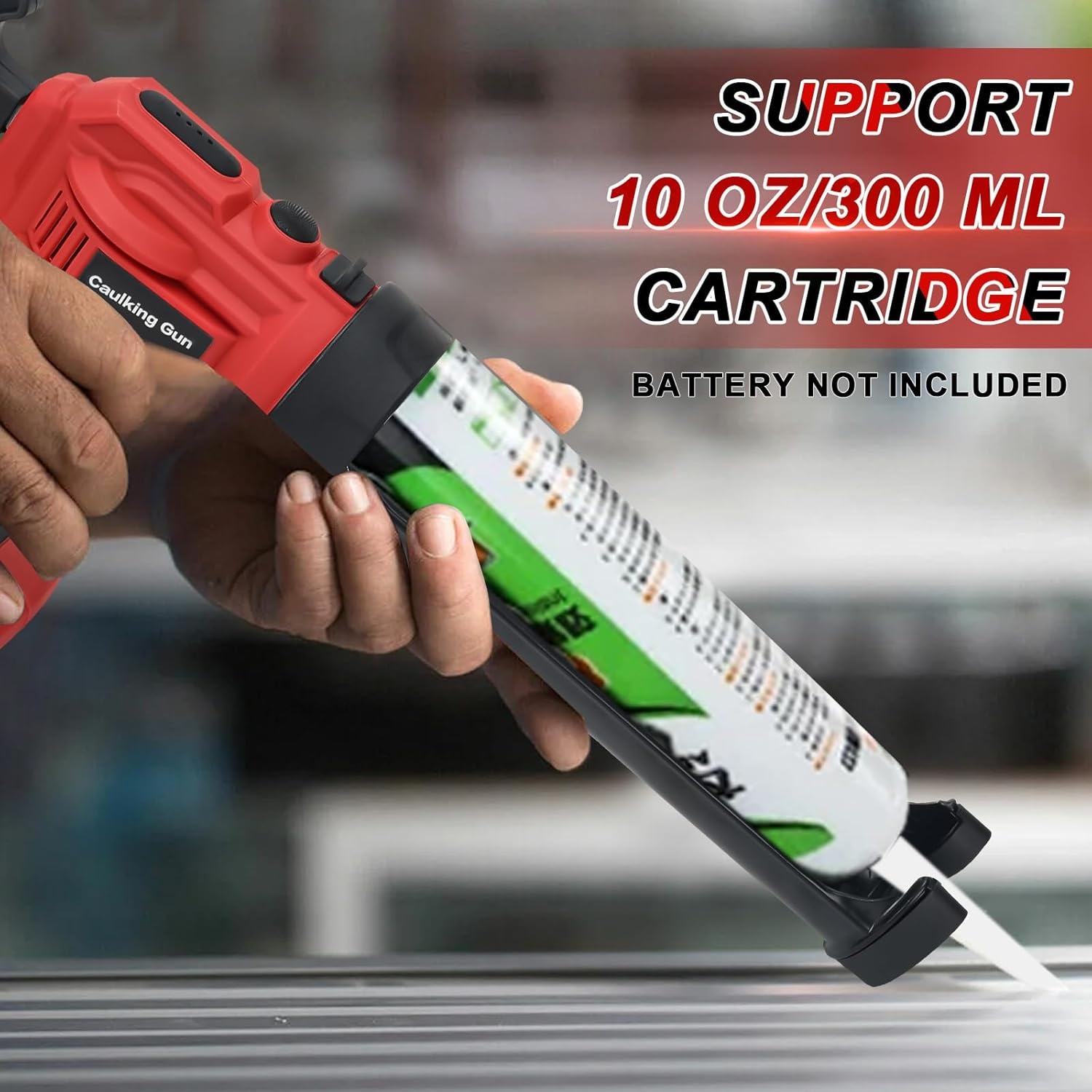 Accu Kartuschenpers Compatibel voor 18V Makita Accu, Elektrische Kartuschenspuit met 4 snelheden en LED-licht, 10oz/300ml, siliconen spuit voor afdichten, spachtelen (zonder accu)