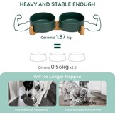 SPUNKYJUNKY Hondenbak Keramisch Dubbel Hondenvoerbak met Bamboe Standaard voor Katten en Honden (400ml, 1-Groen)