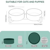SPUNKYJUNKY Hondenbak Keramisch Dubbel Hondenvoerbak met Bamboe Standaard voor Katten en Honden (400ml, 1-Groen)