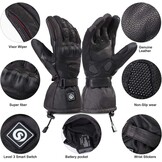 DAY WOLF Verwarmde Motorhandschoenen IPX66 Waterdicht Touchscreen 7.4 V 2200 MAH Elektrische Oplaadbare Batterij voor Winter Fietsen Skiën Fietsen Jacht Vissen Mannen Vrouwen (XXXL)