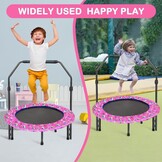 Trampoline voor kinderen, diameter 91 cm, mini-fitnesstrampoline met schuimrubberen handgreep en veiligheidsvulling, kleine opvouwbare trampoline voor binnen en buiten, tuintrampoline voor jongens en
