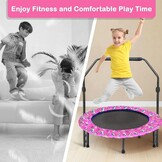 Trampoline voor kinderen, diameter 91 cm, mini-fitnesstrampoline met schuimrubberen handgreep en veiligheidsvulling, kleine opvouwbare trampoline voor binnen en buiten, tuintrampoline voor jongens en