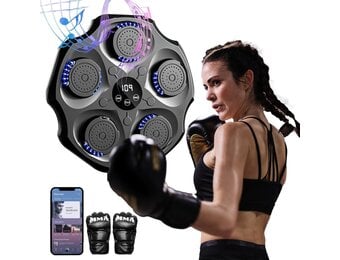 HAMON Smart Music Boxing Machine, led-muziekboksmachine met bokshandschoenen, bluetooth, intelligente elektronische wandmontage, muziek, boksen, trainingsapparaat, boksmachine, muur, voor kinderen en