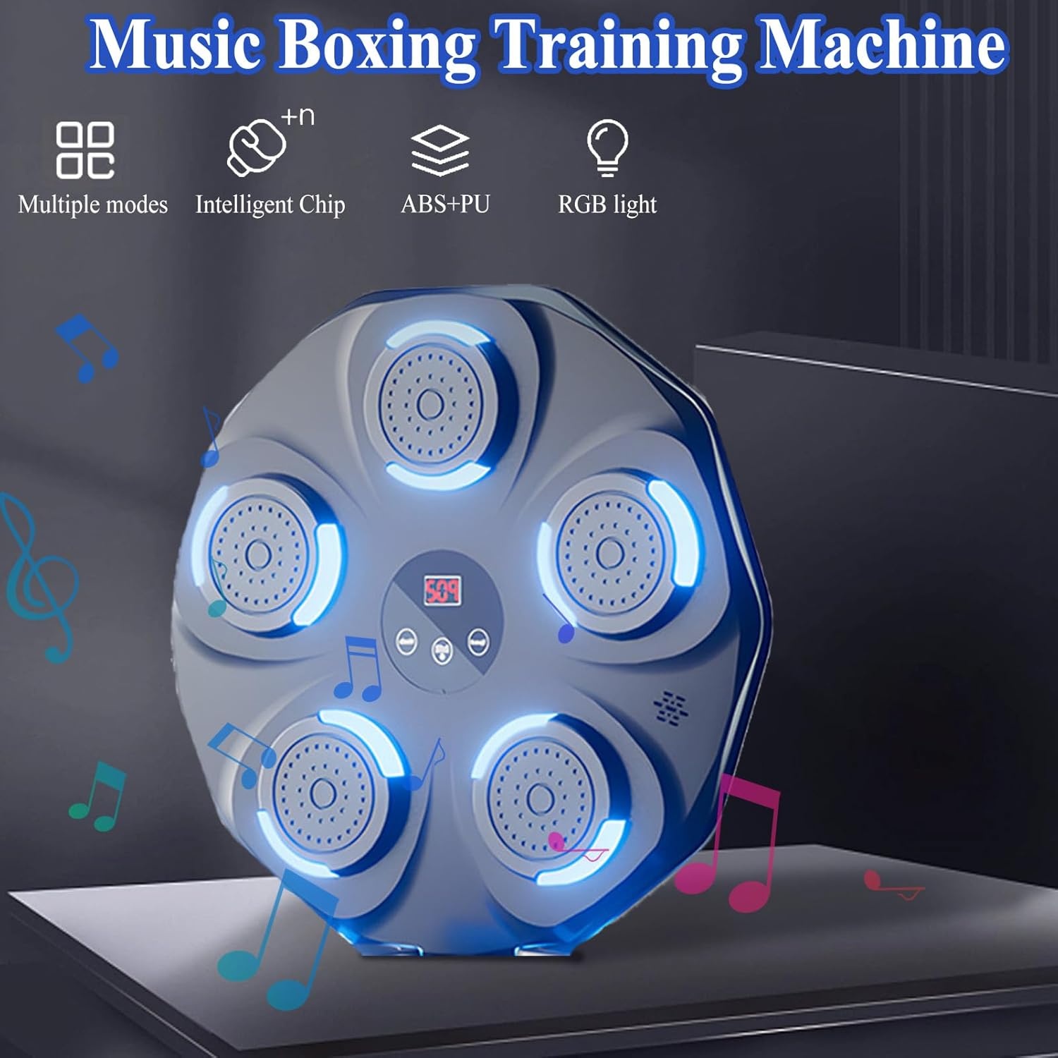 HAMON Smart Music Boxing Machine, led-muziekboksmachine met bokshandschoenen, bluetooth, intelligente elektronische wandmontage, muziek, boksen, trainingsapparaat, boksmachine, muur, voor kinderen en