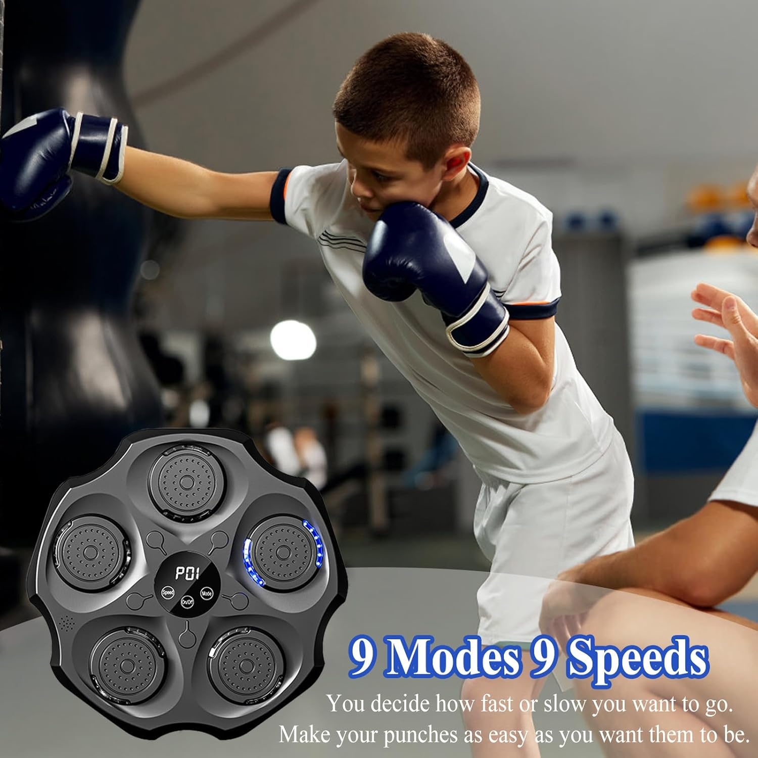 HAMON Smart Music Boxing Machine, led-muziekboksmachine met bokshandschoenen, bluetooth, intelligente elektronische wandmontage, muziek, boksen, trainingsapparaat, boksmachine, muur, voor kinderen en