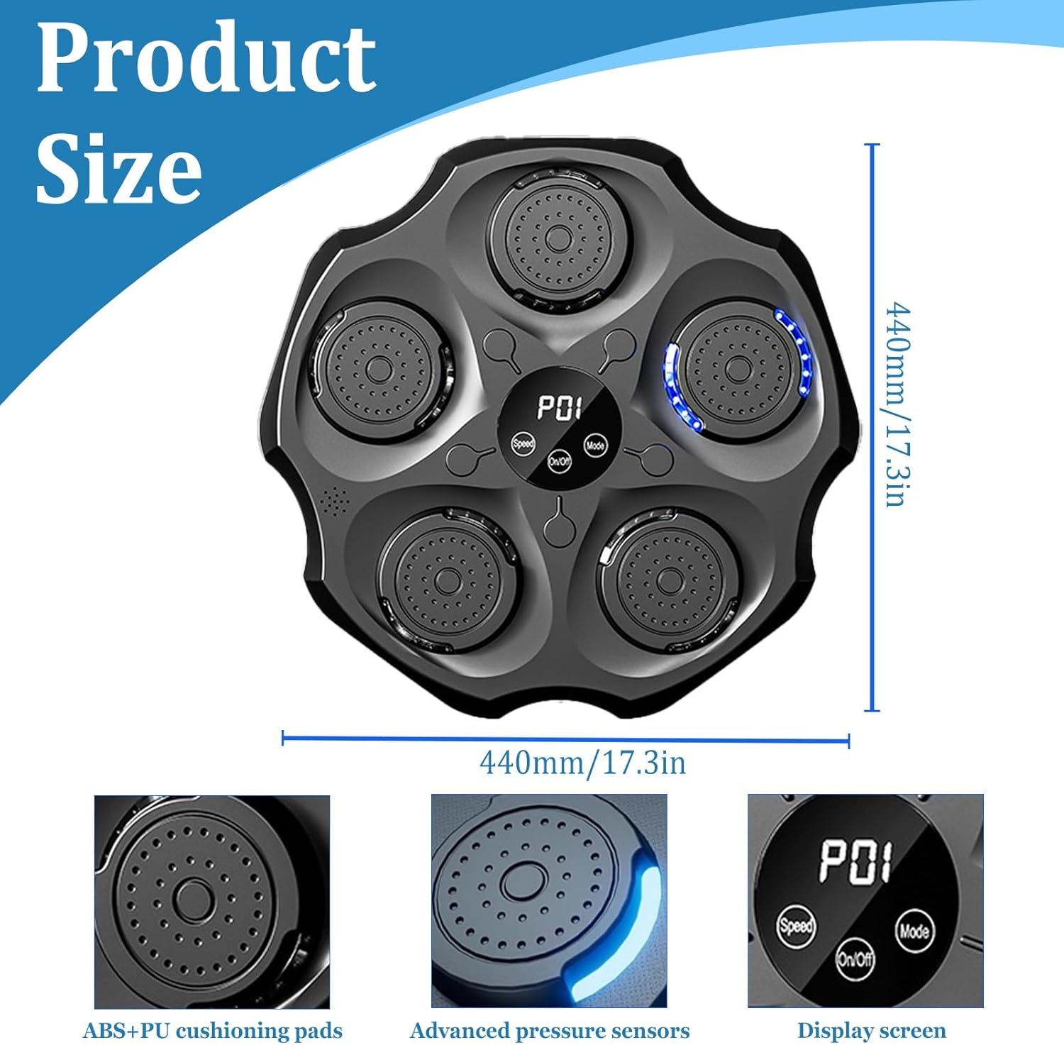 HAMON Smart Music Boxing Machine, led-muziekboksmachine met bokshandschoenen, bluetooth, intelligente elektronische wandmontage, muziek, boksen, trainingsapparaat, boksmachine, muur, voor kinderen en