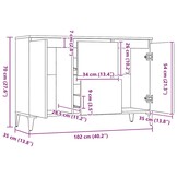 vidaXL Dressoir 104x35x70 cm bewerkt hout zwart